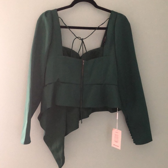 FLASH SALE NEW Self-Portrait Size 8 Asymmetric Green Duchess Satin Top - Picture 10 of 11